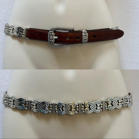 Brighton Belt M 30 Brown Leather Silver Links Southwest Western main image 6
